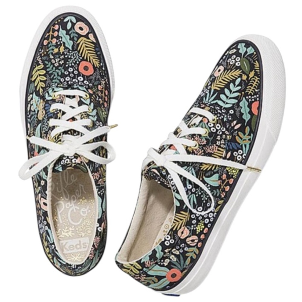Keds X Rifle Paper Co Lourdes Floral Anchor Lace Up Canvas Sneakers sz6